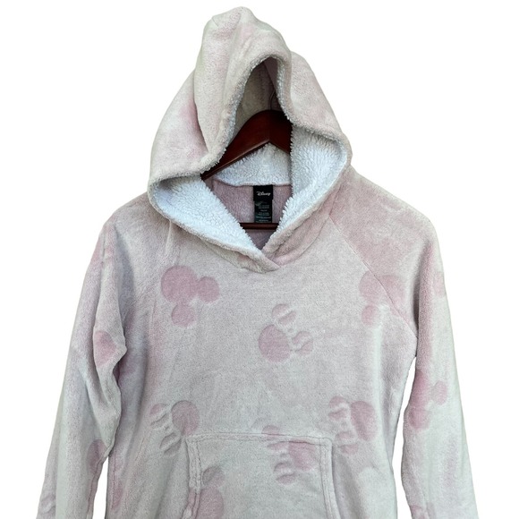 Disney Pajama Sherpa Hoodie Women XS Pink Pajama Pullover Robe Cover Mickey Ears - Picture 5 of 13